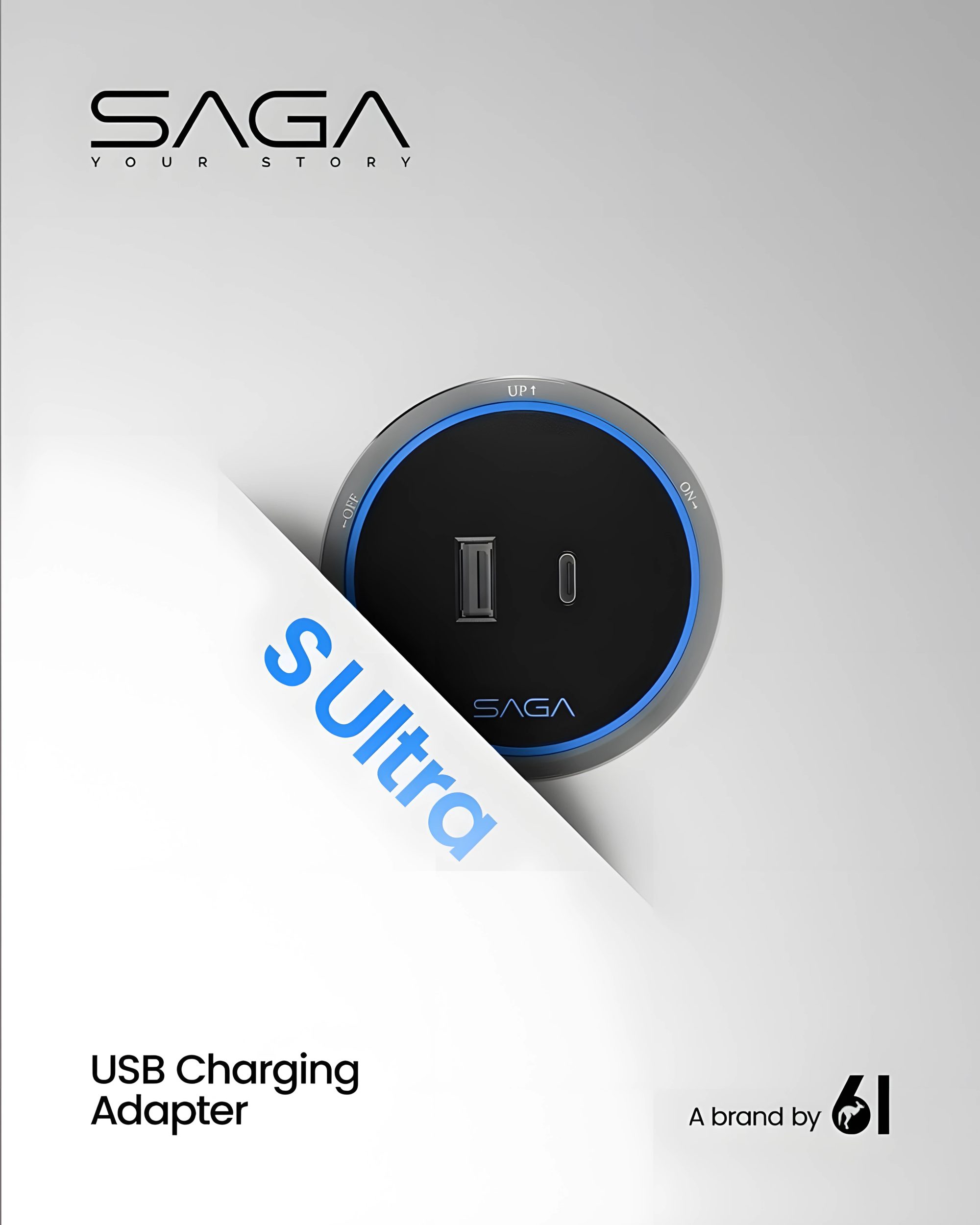SAGA Dual USB-C Fast Charge Adaptor (S Ultra)